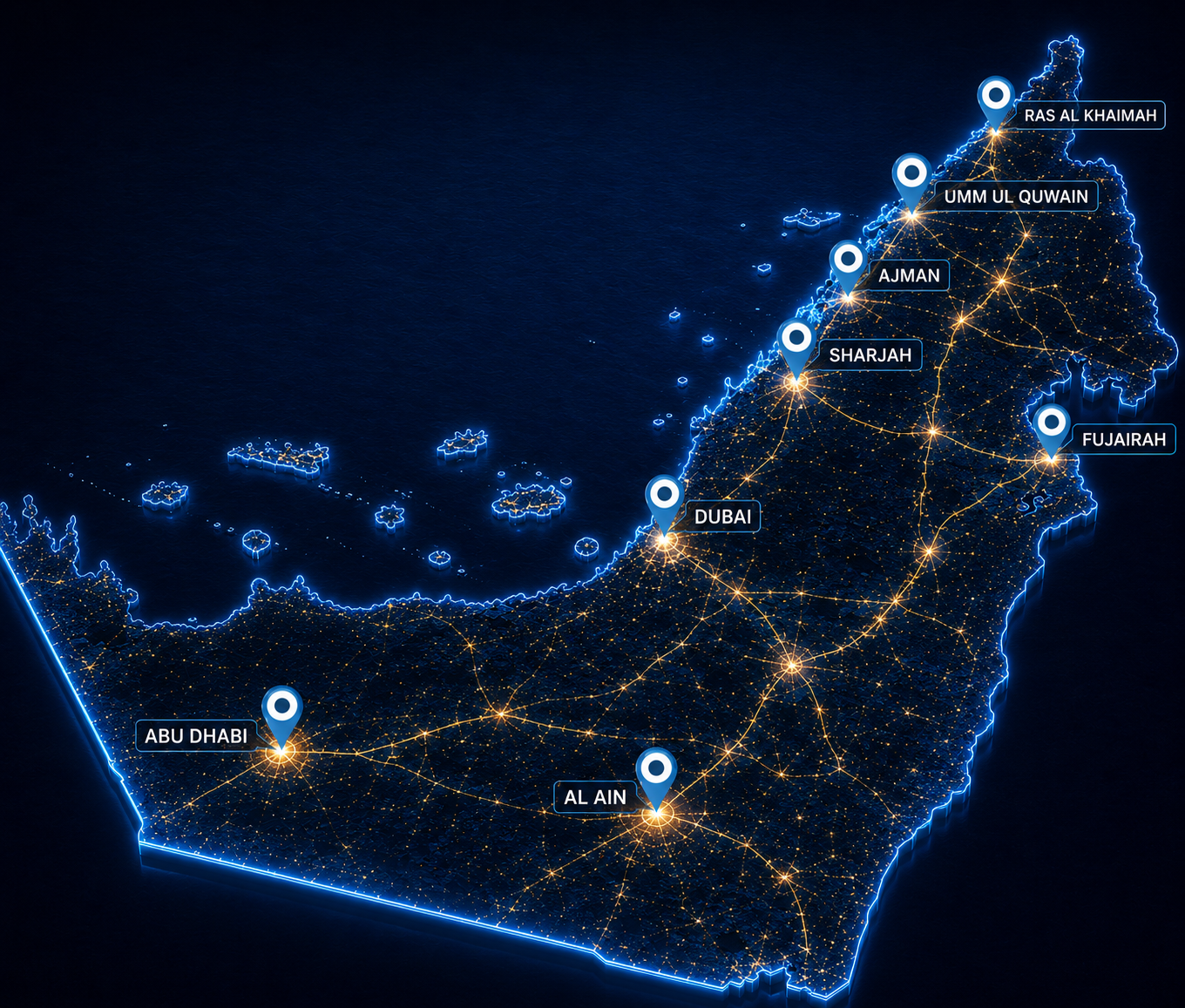 Service locations map - UAE regions we cover